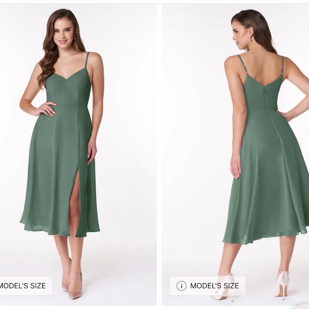 Azazie Midi Slip Dress in Sage Green custom size 14/16